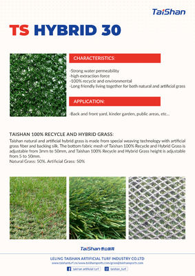 25 mm Pile Height Hybrid kunstgras tapijt met ultra hoge slijtvastheid voor gemengd leggen met natuurlijk gras