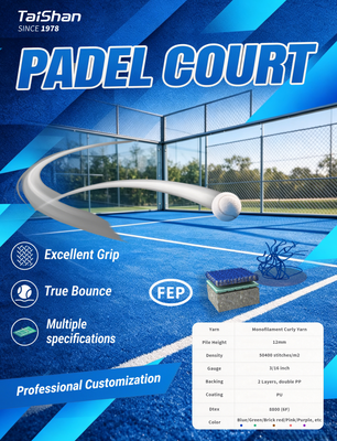 FEP gecertificeerd 12 mm Pile Height Padel Kunstgras met aanpasbare kleuren voor professionele padelbanen